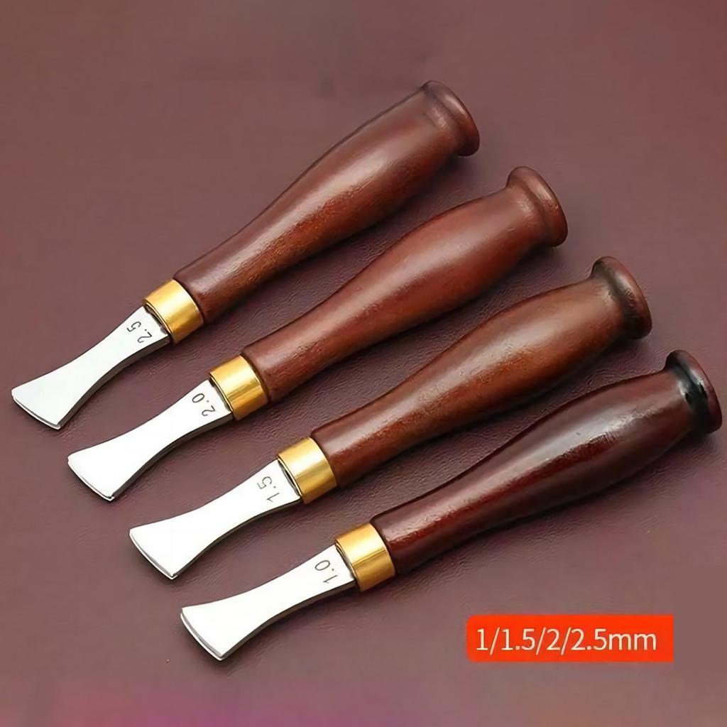 4 Pcs 1.0/1.5/2.0/2.5mm Leather Shallow Slot Leather Edge Creaser Leather Crimping Working Tool Leather Tool