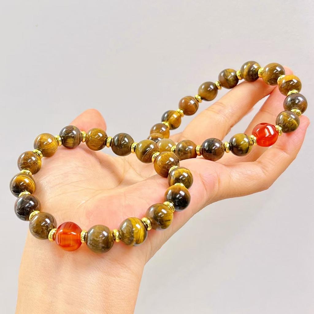 10Mm Boutique Natur Tigerauge Chalcedon Armband Armband, Treue über die Basis