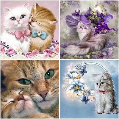 DIY kot 5D diamentowe malowanie w pełni z okrągłych wierteł Rhinestone haft diamentowy ze zwierzętami ścieg krzyżykowy mozaika do dekoracji domu Wall Art