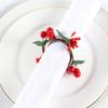 6pcs Napkin Holder Handmade Red Berry Napkins Rings Table Decoration for Wedding Christmas Thanksgiving  Banquet Birthday Party