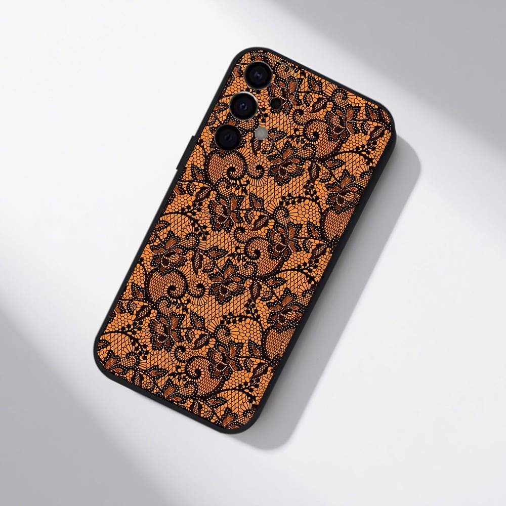 Vintage Lace Phone Case For Samsung S25,S24,S21,S22,S23,S30,Ultra,S20,Plus,Fe,Lite,5G Black Cover