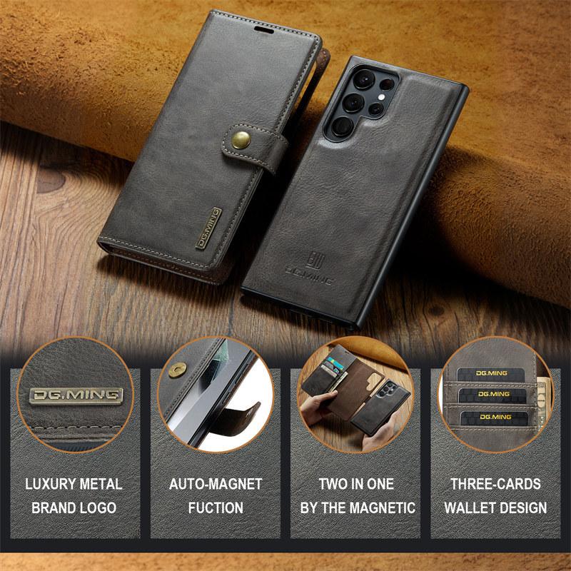 Magnetický flip kožené pouzdro na telefon pro Samsung Galaxy S25 FE S25 Edge S24 Ultra S23 Plus S22 S21 S20 Note 20 10 2 v 1 Odnímatelná peněženka kryt na karty Etui