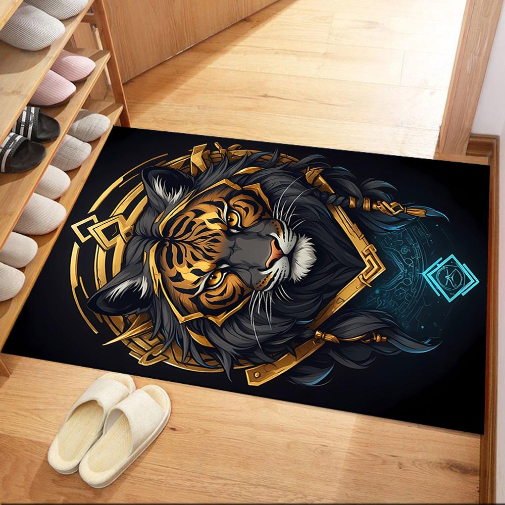 Colorful Tiger Portrait Floor Mats for Living Room, Bedroom and Room Decoration Are Suitable for Gifts.