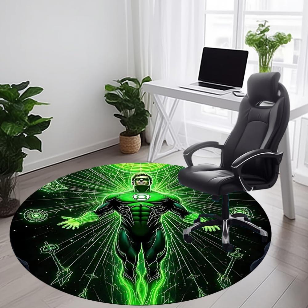 1pc Green Lantern Cosmic Office Round Area Rug, Under Office Chairs Bedroom Living Room Home Decor, Room Deco, Available in Various Sizes