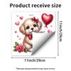 Dog Holding Flowers and Hearts Static Cling Window Stickers No Glue Needed for Bedroom Living Room Balcony Removable Reusable