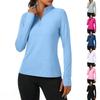 Women's Long Sleeve Athletic Pullover with Zipper Front Slim Fit Casual Sportswear Stretchy Lightweight Base Layer Top for Fitness