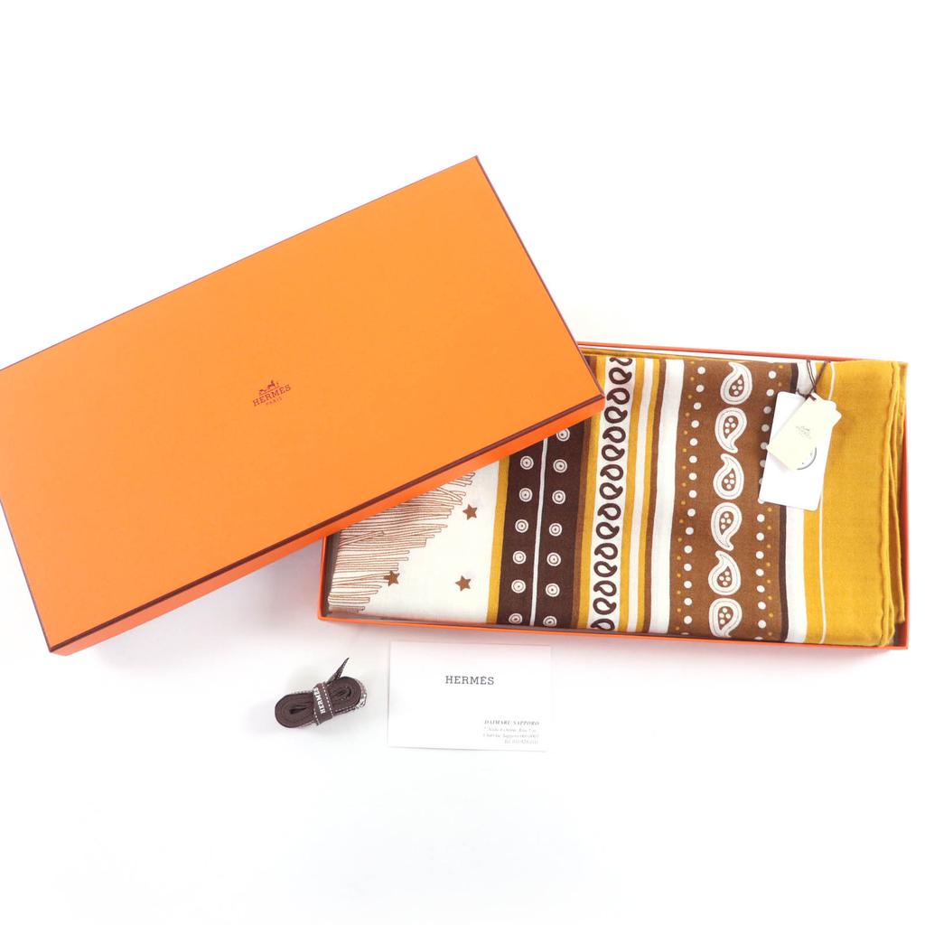 Pristine HERMES Scarf SELLE DE DIGNITAIRE Saddle of the Dignitary Cashmere Women Used