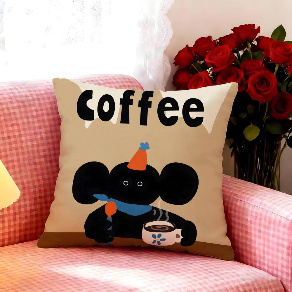 Warm Creative Coffee Illustration Cushion Cover Premium Soft Pillowcase SkinFriendly MultiPurpose for Home Office Travel