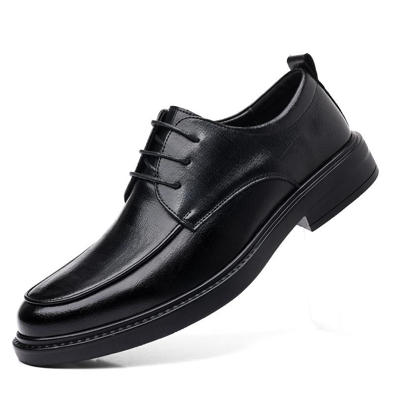 Men's Youth Casual Leather Shoes Low-top Trend Lace-up Low-top Suit Shoes Groom Wedding Shoes 2025