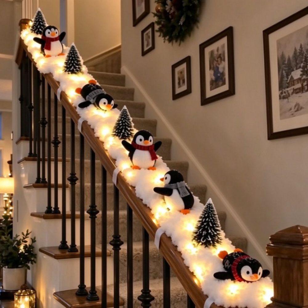 Illuminating Christmas Stair Snow Decor 40*20cm Snow Scene Decoration Party Decoration