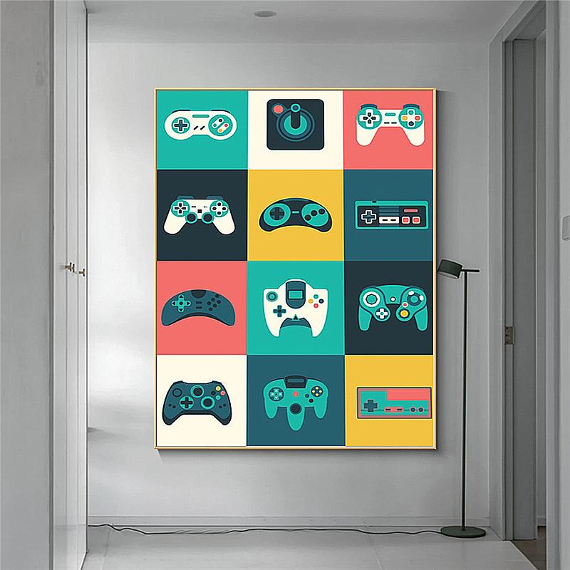 Video Game Controller Canvas Art Paintings Poster and Prints Gaming Room Wall Art Picture for Player Boy Room Decoration No Frame