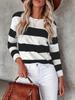 European and American Striped Round Neck Long Sleeve Casual Women's T-shirt for Spring and Autumn.