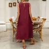 Women's Sleeveless Long Dress Casual Crew Neck Maxi Dress Summer Beach Vacation Shift Sundress