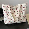 Strawberry Tote Bag Large Capacity Strawberry Pattern Tote Bag Women's Fashion Shopping Bag with Fixed Strap, Casual Travel Tote