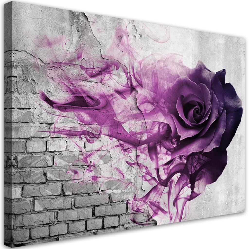 Canvas print, Purple rose brick wall