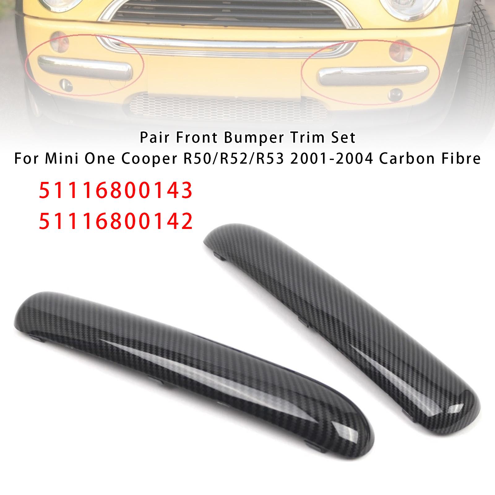 

Pair Front Bumper Trim Set For Mini One Cooper R50/R52/R53 01-2004 Carbon Fibre