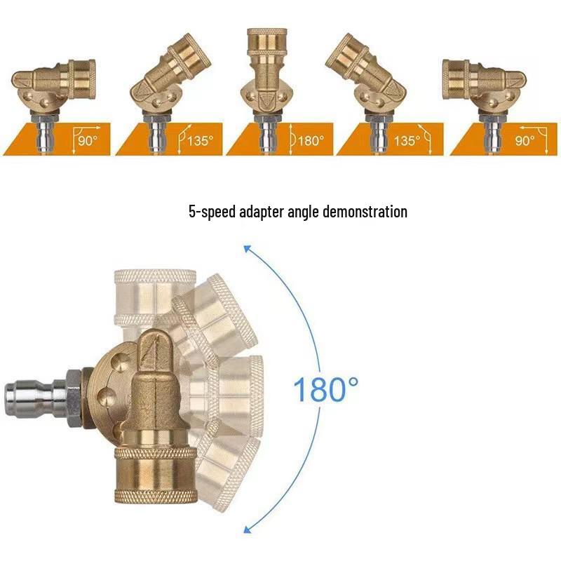 180° Rotating High-Pressure Car Wash Water Gun with 5 Speeds, 1/4 Brass Quick Connector - Cleaning Accessory