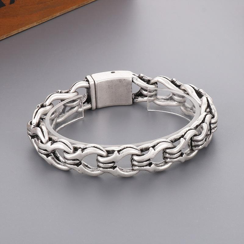 Simple To Be Old Personalized Punk Style Bracelet Retro Fashion Tide Male Ring Handcuff Stainless Steel Bracelet