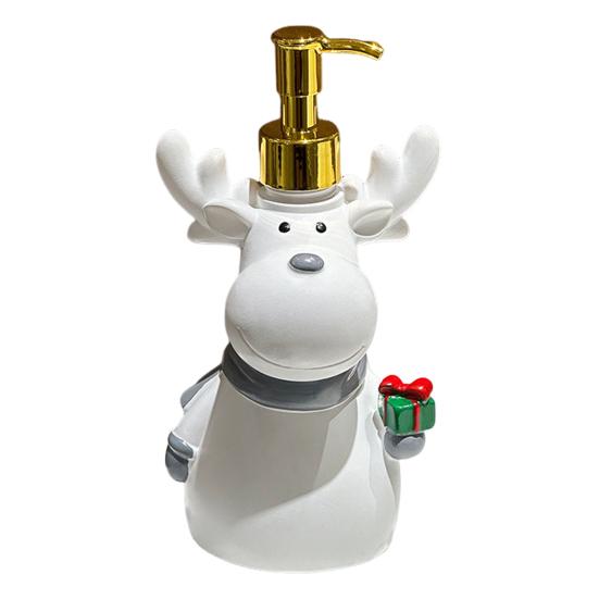 Dispensing Bottle Deer Santa Claus Snowman Design Soap Container Water-Absorbing Anti-Slip Bottom Shower Gel Bottle