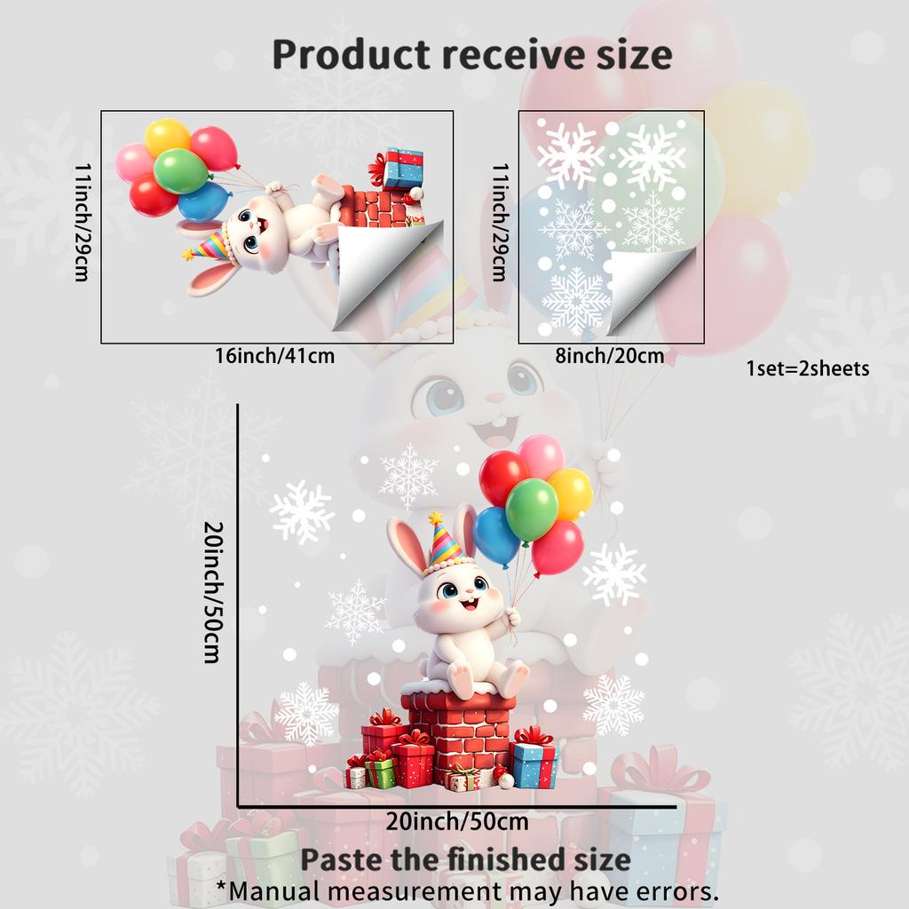 Sticker Cartoon Christmas Cute Pet Static Glass Sticker with Christmas Elk Pattern for Home Glass Decoration