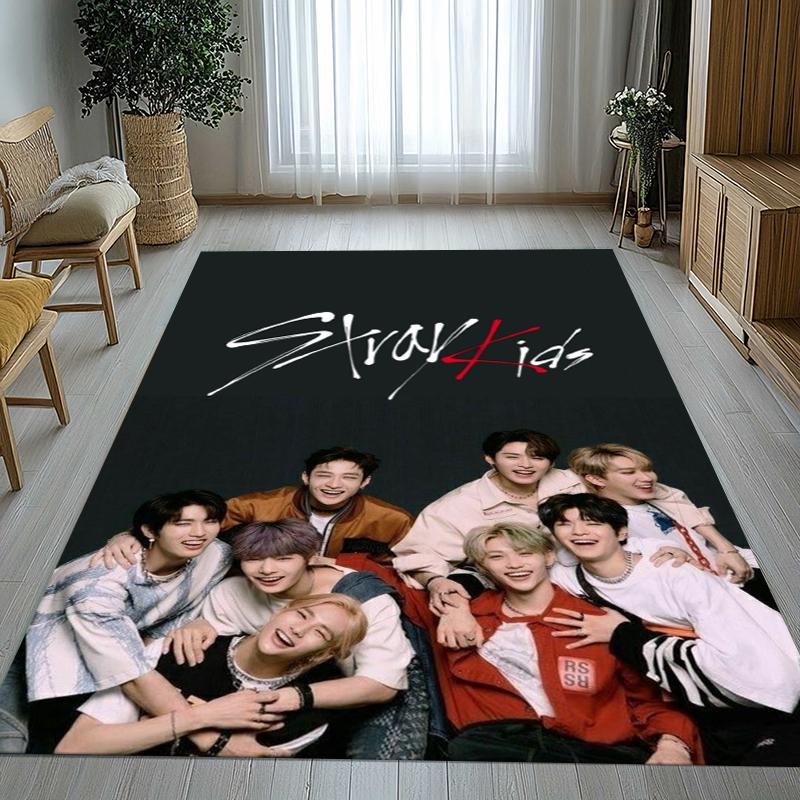 HD Stray Kids Kpop Star Living Room Non-Slip Area Rug Soft Carpet for Bedroom Kids Playroom Sofa,Home Decor Doormat Gift