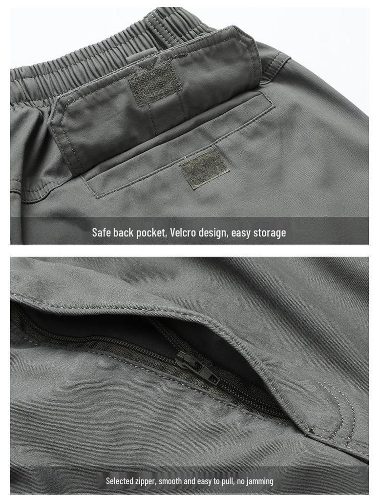 Men's Loose Fit Cotton Casual Pants with Multiple Pockets - Plus Size, Straight Leg, Ideal for Spring/Summer.