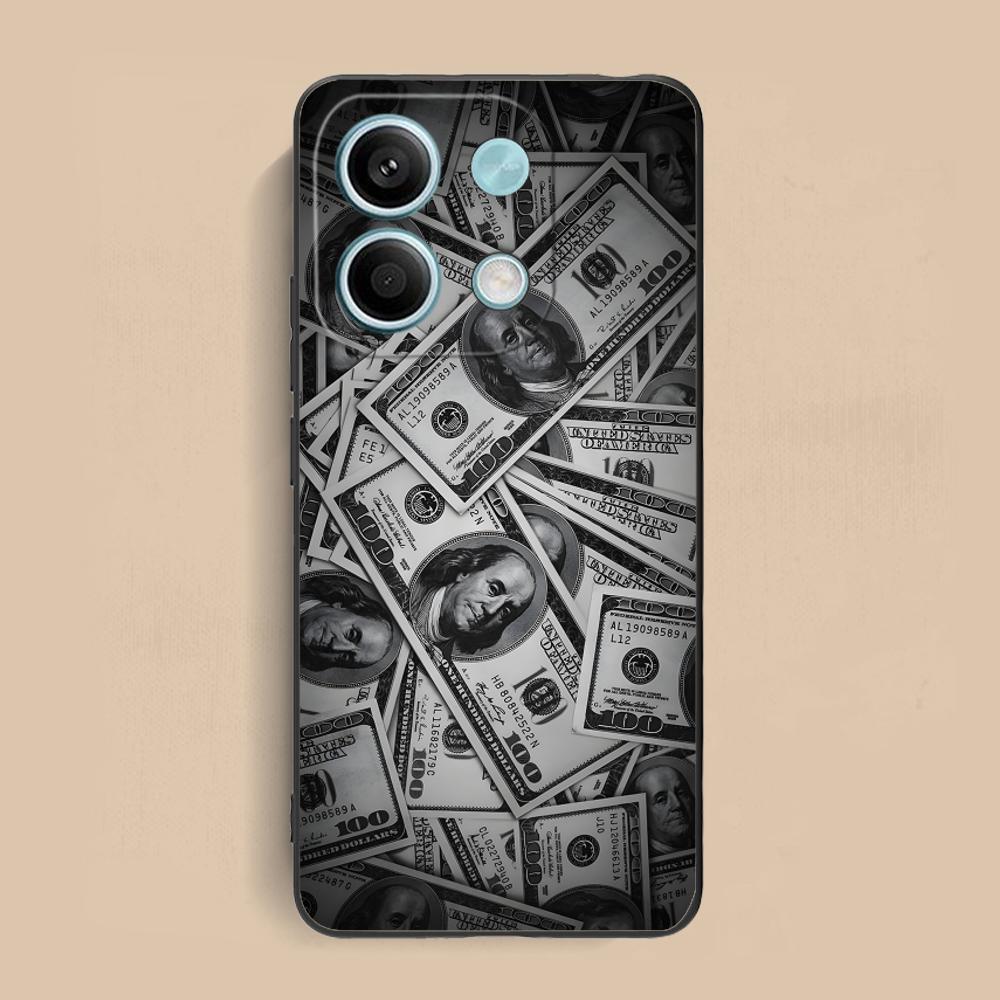 USD Dollar Matte TPU Mobile Phone Case for Xiaomi Redmi 15 14 13 12 A5 3 2 1 C Plus 4G 5G Colorful Printing Cover