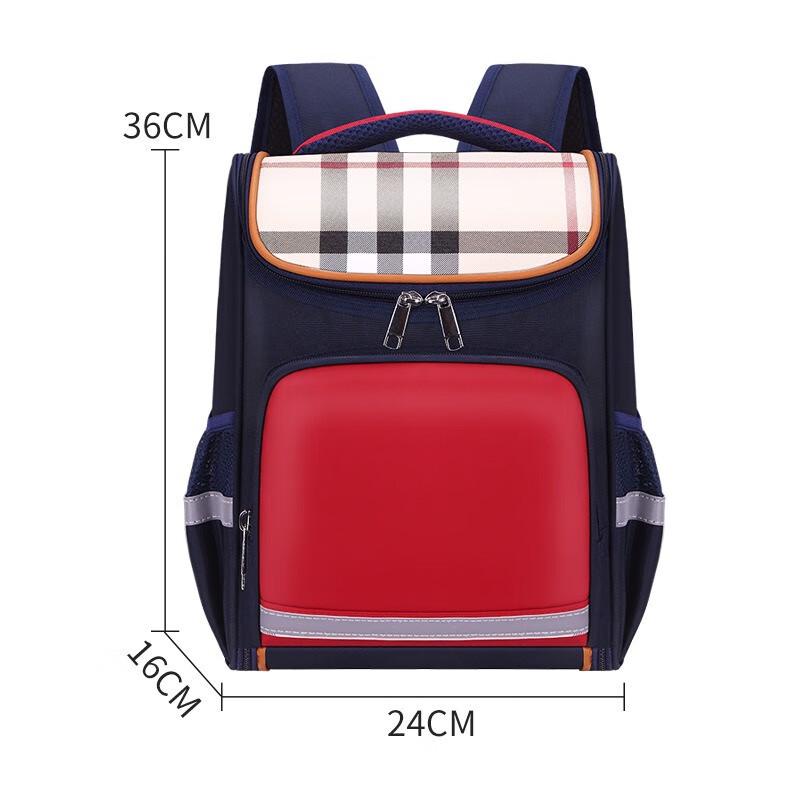 Hufeng Plaid Spine-Protective Kids  Backpack