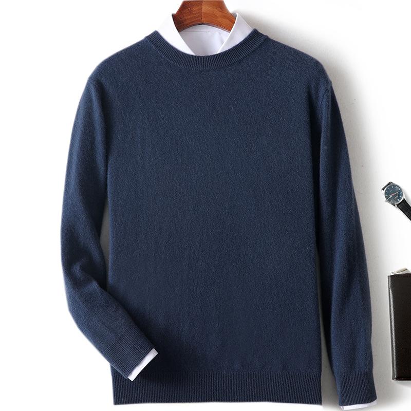 New Semi-turtleneck Cashmere Sweater Men's Thickened Sweater Solid Color Long-sleeved Wool Knitting
