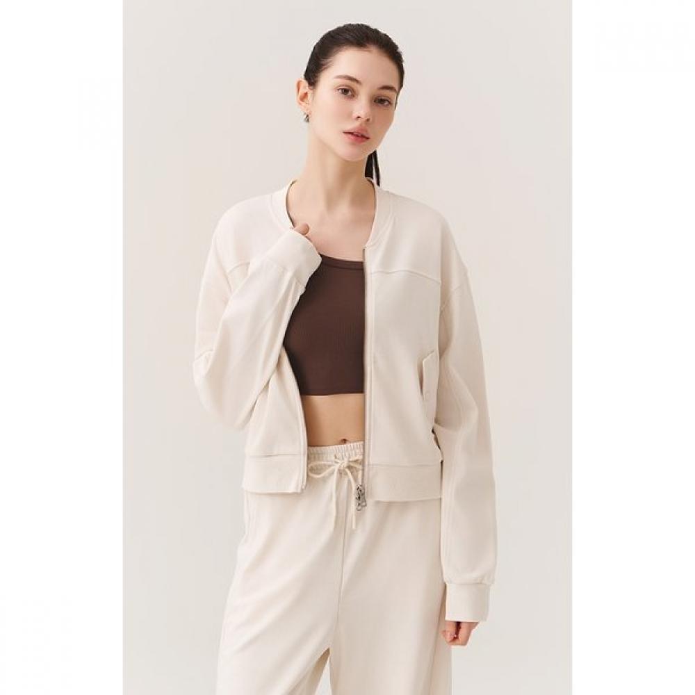 Huit Washed Henley Neck Cropped Zip Up Jumper Htwjp5k08t