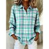 Plus Size, Plus-size Fashion Long-sleeve Lapel Casual Plaid Print Shirt