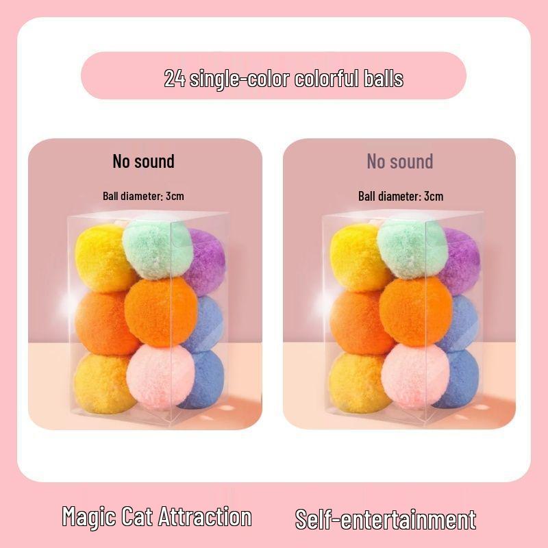 Silent 4cm Pom-Pom Cat Toy Ball – Eco-Friendly and Quiet