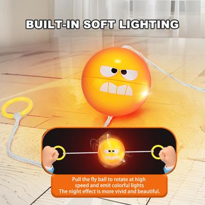 Light-Up Pull Rope Whistle Ball LED Glowing Cartoon Expression Spinner Ball