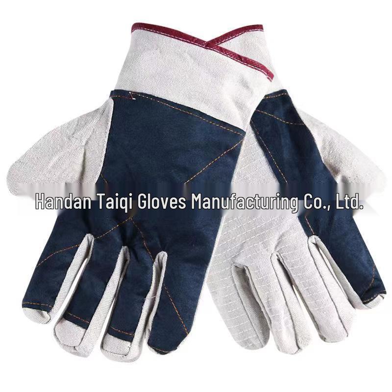 Rękawice spawalnicze z podwójnej warstwy płótna 24-nitkowego - Grube, olejoodporne, odporne na ścieranie, trwałe, ochrona przemysłowa