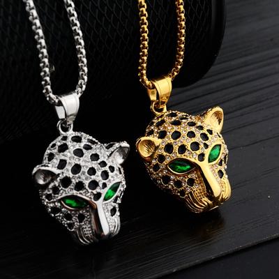 Classic Fashion Leopard Head Pendant Necklace Personality Hip Hop Animal Men and Women Jewelry Anniversary Party Birthday Gift