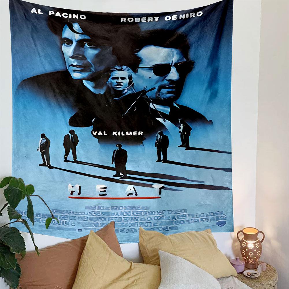 Heat Movie Poster Tapestry Wall Hanging, Al Pacino Robert De Niro Film Art, Cinematic Wall Decor for Bedroom Living Room Man Cave