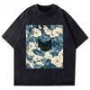 2026 Hot Sale Washed Vintage Cat Floral Graphic T Shirt Retro Hidden Kitten Flower Art Print Unisex Cotton Crew Neck Short Sleeve Street Tee Top