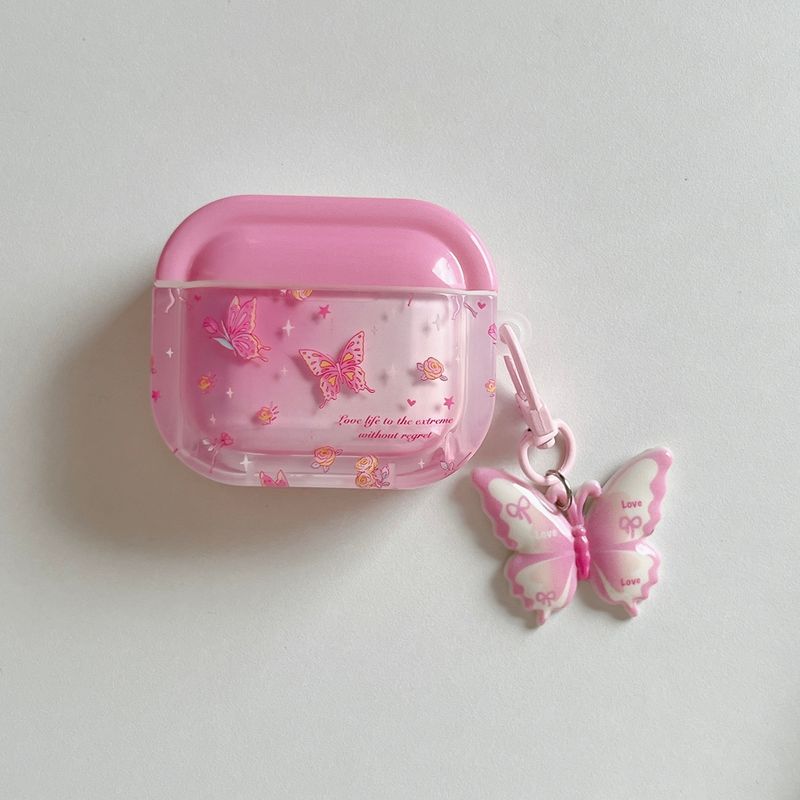 

Защитный чехол Pro2 Защитный чехол для Airpods4 Активное шумоподавление Чехол для Bluetooth-наушников Apple 3-го поколения Pro 2 Рукава для наушников Корейский Милый Веселый Apple Airpods 3 [Pink Butterfly] Pendant