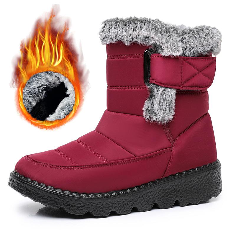 Водонепроницаемые зимние ботинки для женщин женские ботинки для снега ботильоны на платформе теплая обувь для пар 39 красный 1830₽