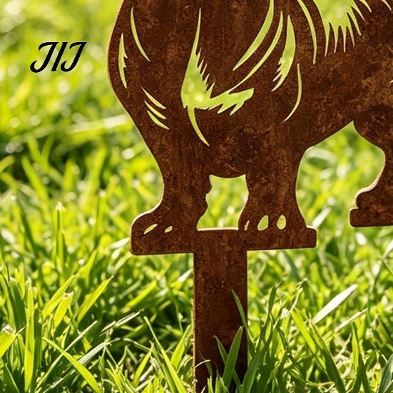 Dackel Gartenstecker Metallstab, Rostige Tier Silhouette Dekorative Hof Hund Dekoration Kunst für Außen Rasen, Weg, Terrasse, Blumenbeet Rustikales Schild