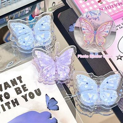 Butterfly Photo Binder Clips Acrylic PP Test Paper Clip Exquisite Memo Holder