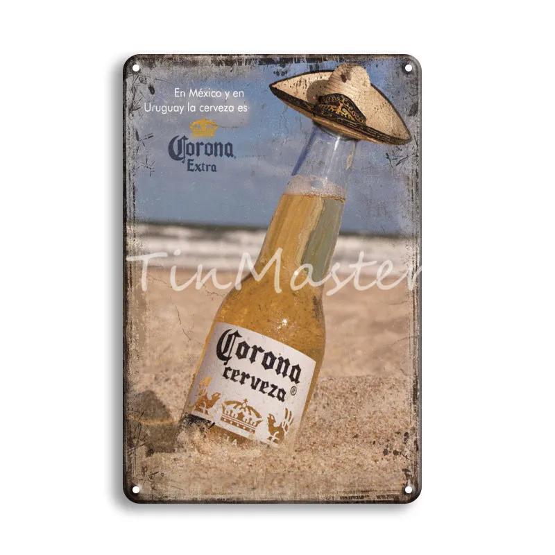 CORONA EXTRA Metal Tin Sign Vintage Beer Poster Decorative Plaques Retro Pub Bar Decor Plate Skull Metal Sign Wall Stickers
