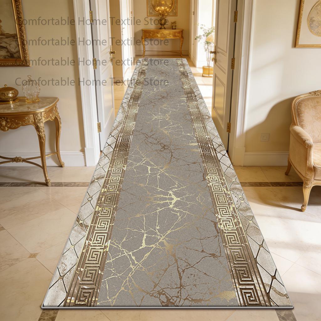 Modern Light Luxury European Style Long Carpet Decoration Hallway Doorway Antiskid Runner Rug Easy Clean Lint-free Corridor Mat
