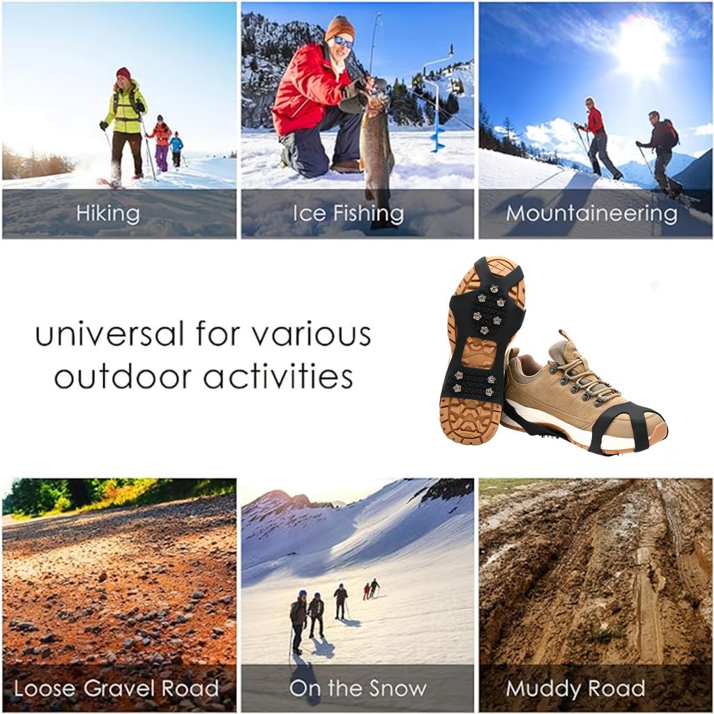 10-Zacken-Steigeisen, Hochleistungs-Eiskrallen mit Anti-Rutsch-Traktion, Stahlstollen-Traktionskrallen zum Wandern, Eisklettern, Jagen, Laufen, Winterwandern