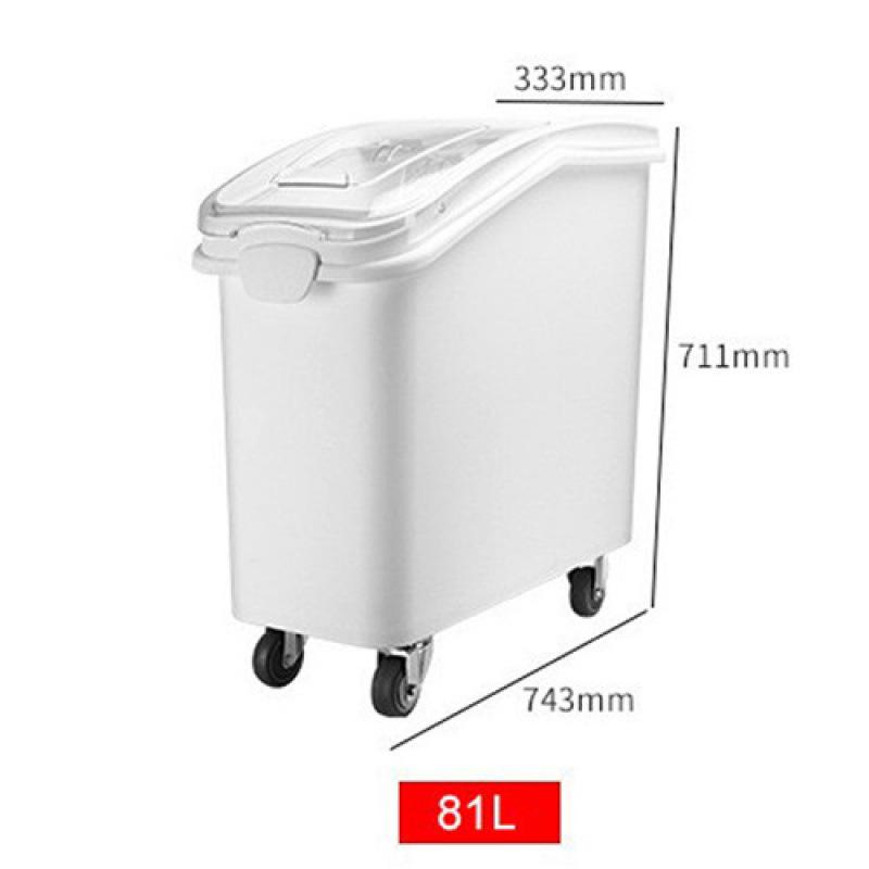 Large Food-Grade Rice Storage Bin, Insect & Moisture-Proof, with Partition, Durable PP Plastic, High Capacity.