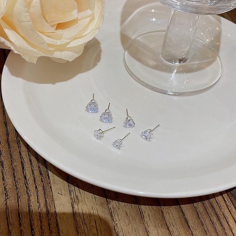 S925 Silver Zircon Heart Earrings: Elegant, Trendy, Comfortable for Sleep