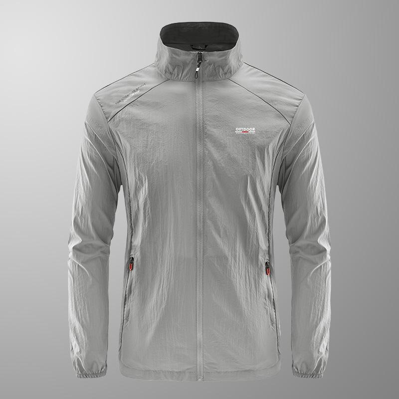 Summer 1011 men's ultra-thin breathable stand-collar UV protection jacket, fishing suit men's skin clothing live stream