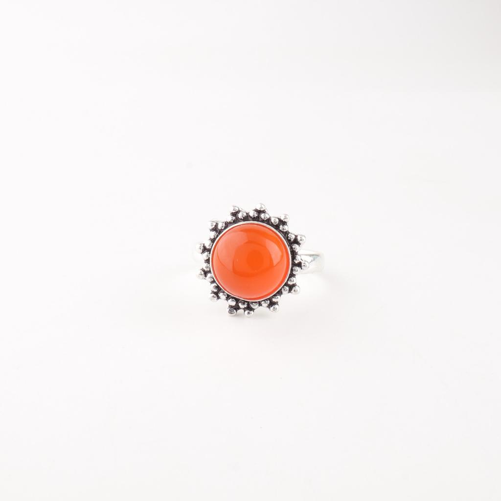 Natural Carnelian Gemstone 925 Sterling Silver Jewelry Handmade Beautiful Ring RR-7-32