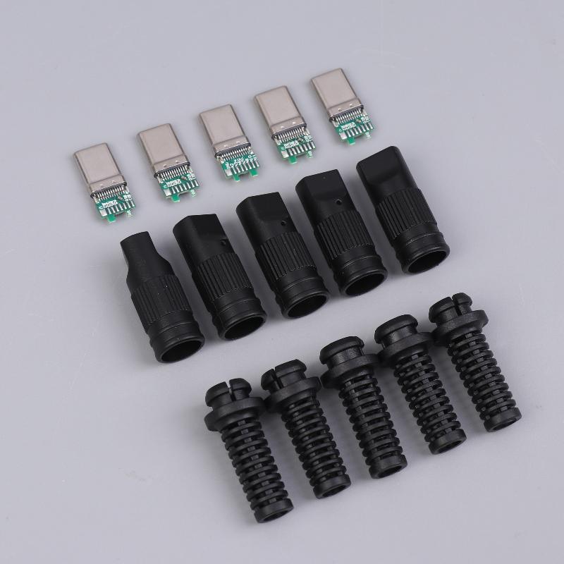 

2/5 шт. USB3.1 24-контактный Type-C штекер 5 паяных контактов для быстрой зарядки мобильного телефона C-C с паяльной площадкой CC Ремонт Сделай сам Штекер для передачи данных 5pcs чёрный