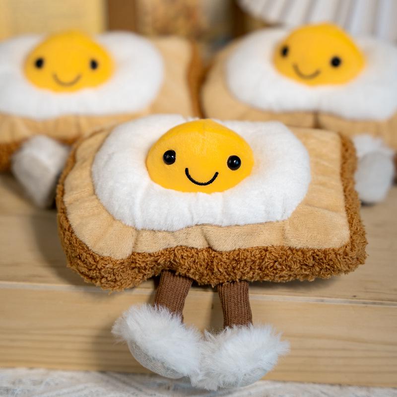 Jelly Toast Egg Plush Toy: Soft Boiled Egg and Toast Bread Slice Doll for Children